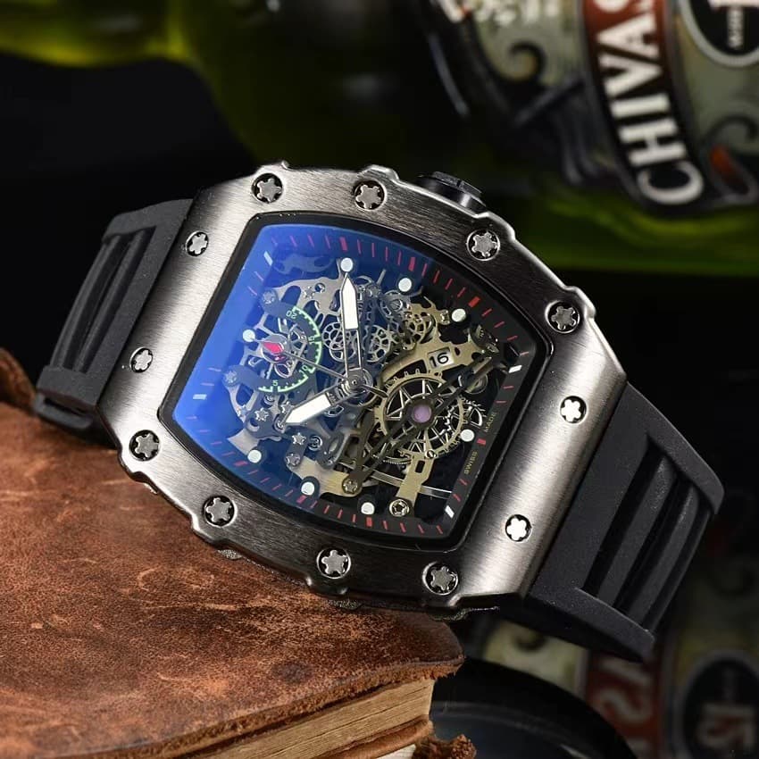 2024 New Hot Selling Watch Richard Hollow Watch Wine Barrel Sports Cross Border Men's Watch Business Fashion Style Men's Watch