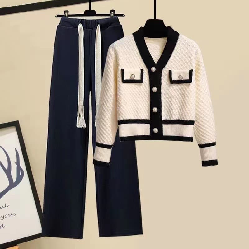 Women's Clothing Suits For Women's Clothing Style Sweater High Waist Wide Leg Pants Two Piece Suit