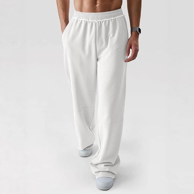 Men's Cable Knit Sweatpants US Size With Drawstring Elastic Waistband 3D Stitching Loose Wide Leg Casual Midweight Polyester Trousers