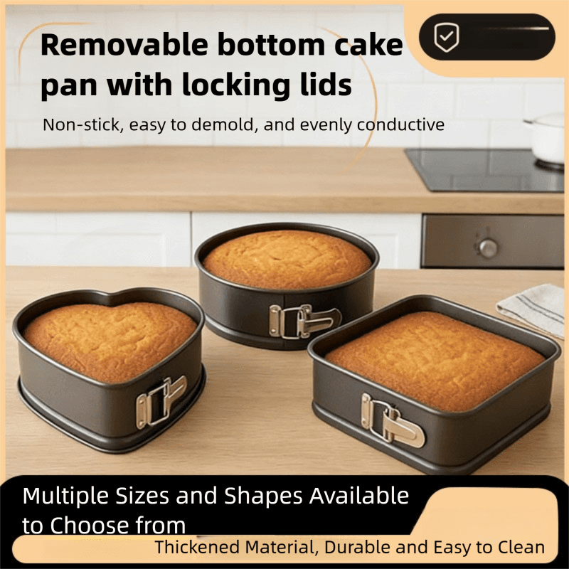 Springform Chiffon Cake Pan Set,Multi Size Removable Bottom Cake Mold With Buckle,Non Stick High Temperature Resistant Bakeware,Easy Clean Baking Mold