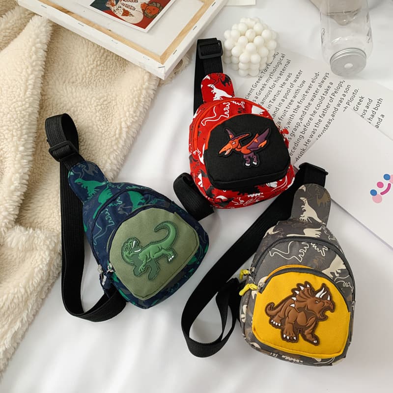 Kids Waist Bag - Dinosaur Print Crossbody Chest Pack For Boys, Stylish Mini Wallet Pouch