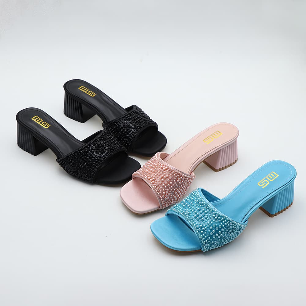 Women's Chunky Heel Glitter Strappy Sandals - Comfortable Square Toe Open-Toe Summer Slides For Wide Feet