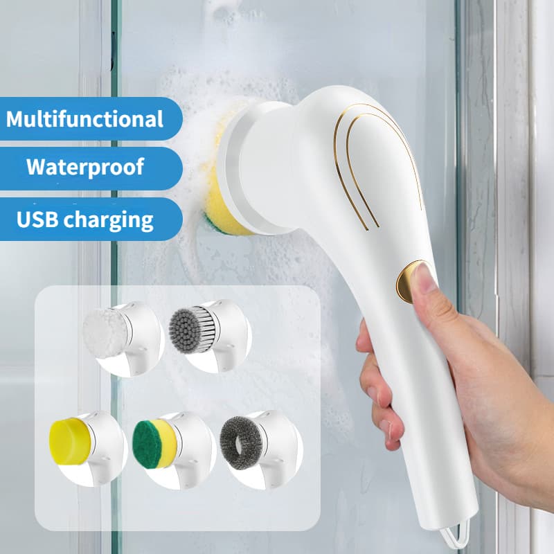 Multifunctional Electric Cleaning Brush 5-in-1 USB charging Bathroom Handheld Bathtub Brush Wash Kitchen Tile Cleaning Tool kit