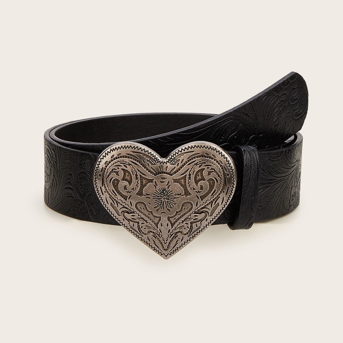 Trendy Women's Versatile Retro Casual Heart Decor Textured Hot Girl Accessory Belt For Jeans And Dresses