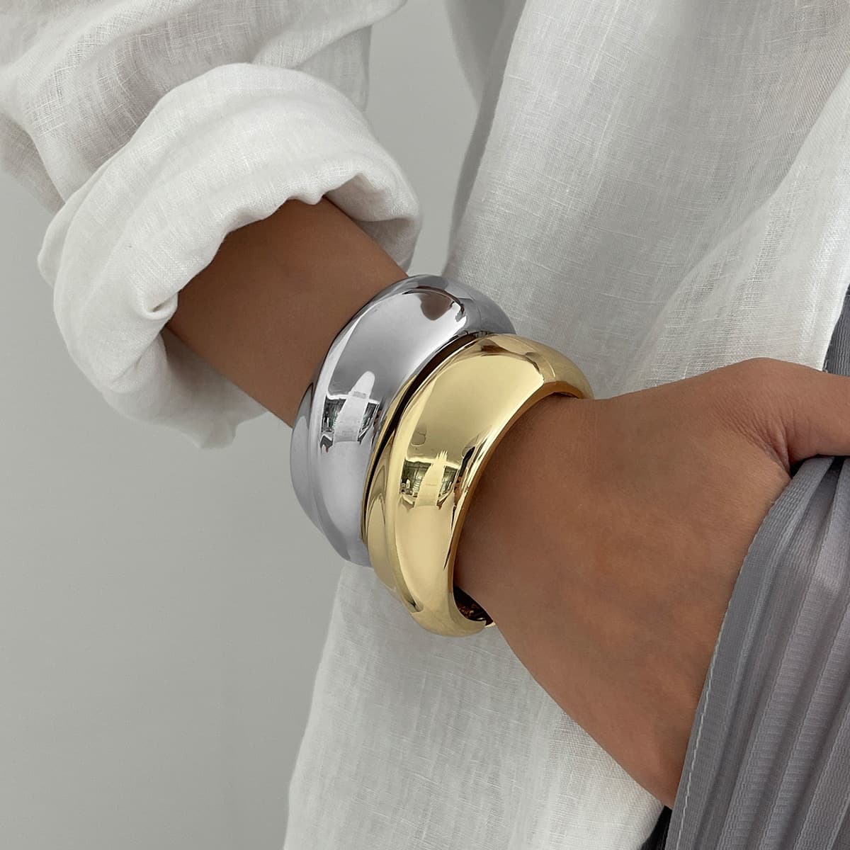 High-end Design Glossy Bracelet Irregular Geometric Open Jewelry Bangle
