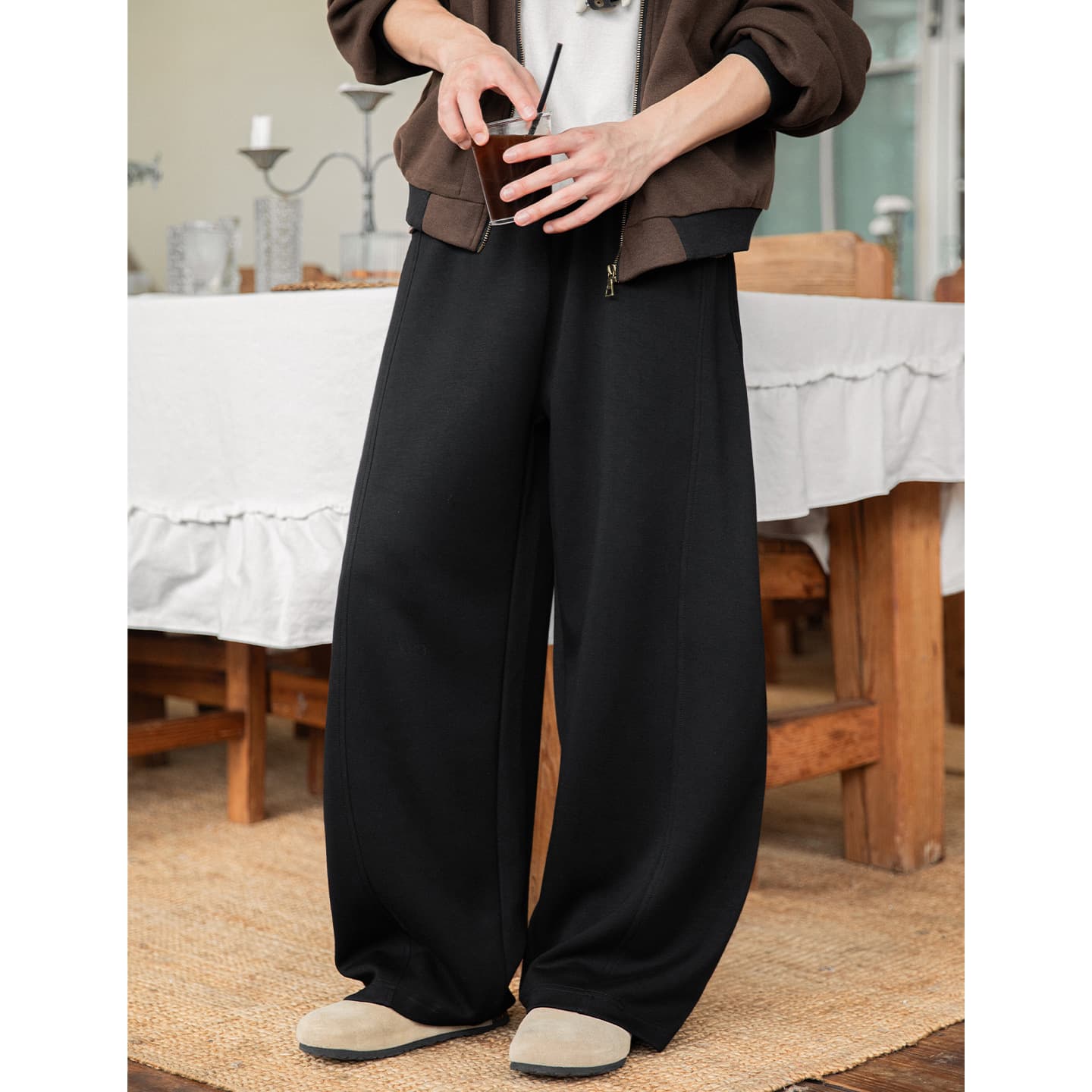 2026 New Split Structure American Loose Casual Pants Men's Autumn New Drape Sweatpants Solid Color Scimitar Pants Trendy Brand Versatile Trousers