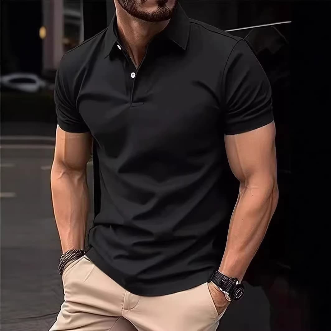 Men's Clothing Slim Fit Shirt Solid Color Short Sleeve T-Shirt For Summer Fashionable And Mature Style