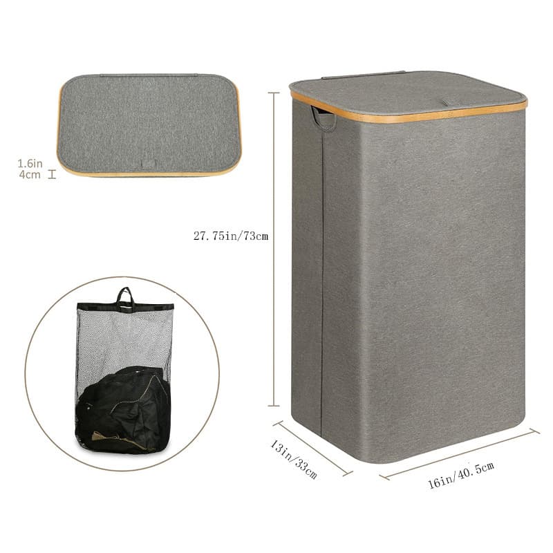 Home & Garden Home Bamboo Wooden Dirty Clothes Basket Bedroom With Inner Bag With Cover Foldable Dirty Clothes Storage Basket Bathroom Large Dirty