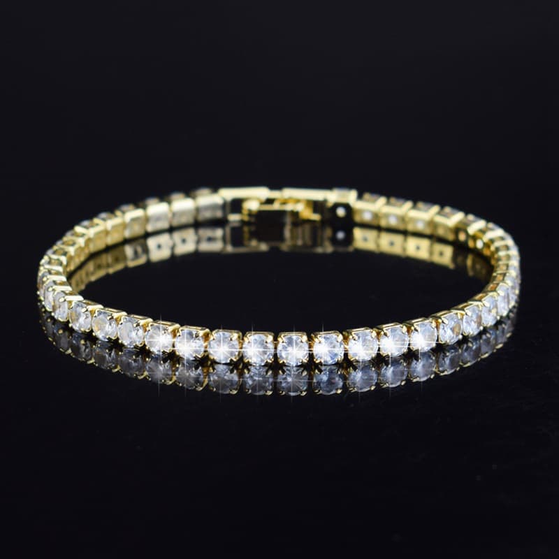 Micro Pave Diamond Tennis For Women Gold Men's Hip Hop Bracelet Silver 17cm