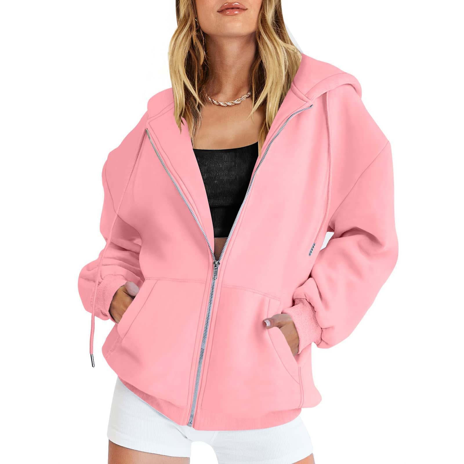 Women's Clothing autumn and winter new style fleece urban casual hooded collar zipper sweatshirt