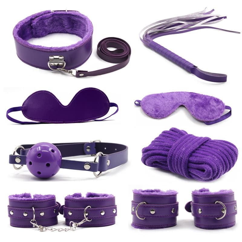 Sexual Fun Toys SM Plush Bondage Restraint Props Ten-Piece Seven-Piece Eight-Piece Set For Men And Women Adult Products