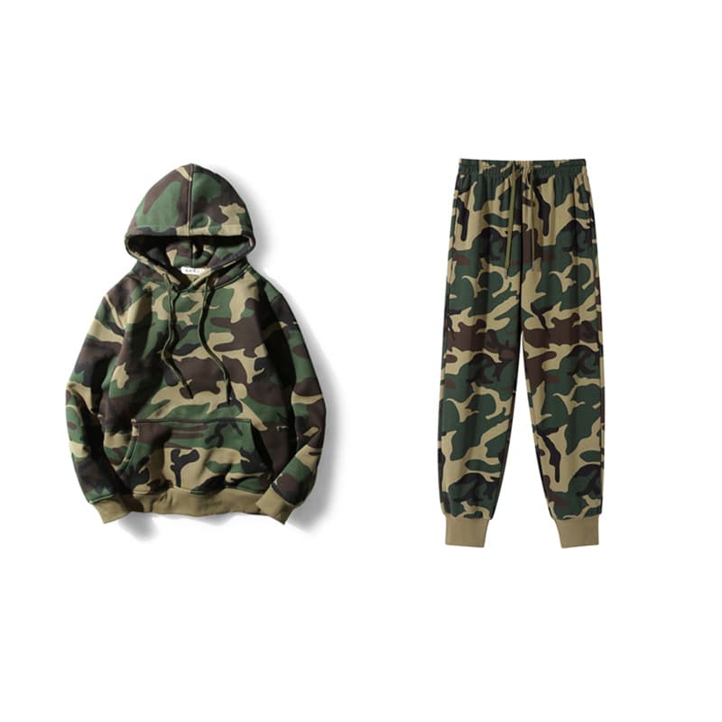 Men's Clothing foreign trade camouflage sweatshirt and sweatpants suit trendy brand youth loose hooded long sleeved men and women couples jacket