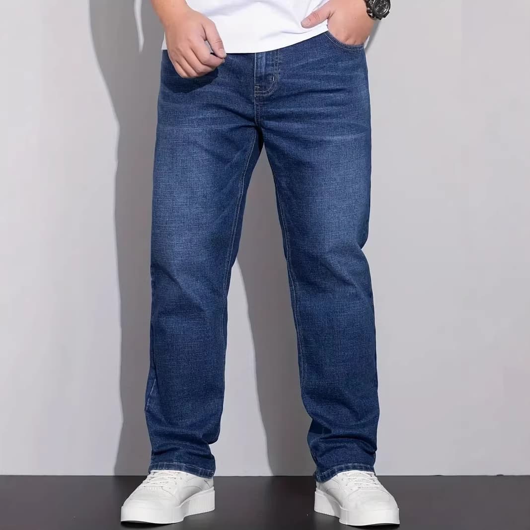 Men's Plus Size Straight Leg Jeans Loose Casual Versatile Style For Men
