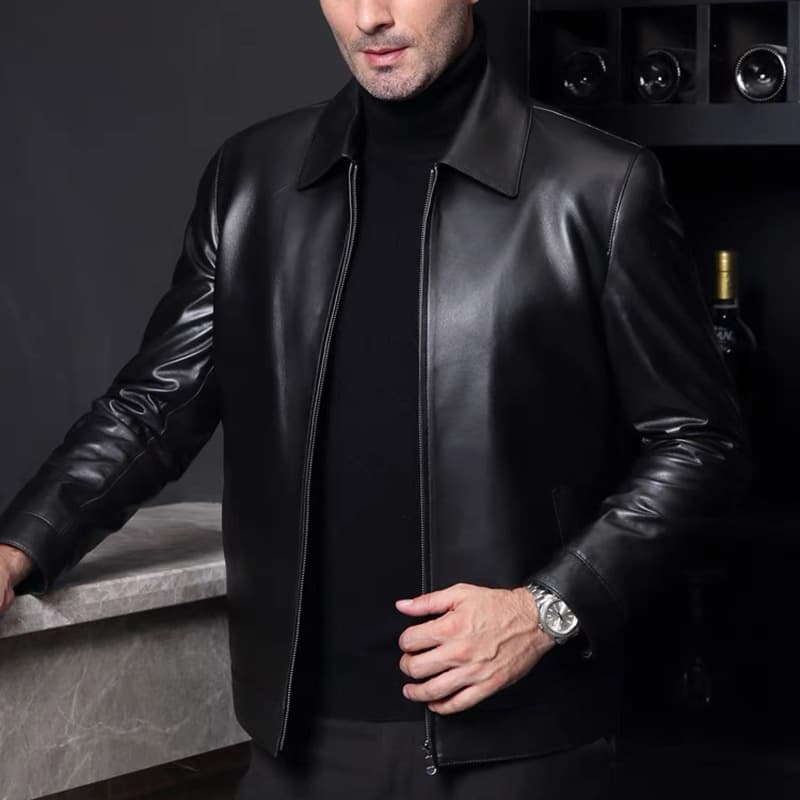 Men’s Slim-Fit PU Leather Jacket – Punk-Inspired Biker Coat With Metal Accents, Zip-Up Stand Collar, Casual & Streetwear (Black, M-XXXL)