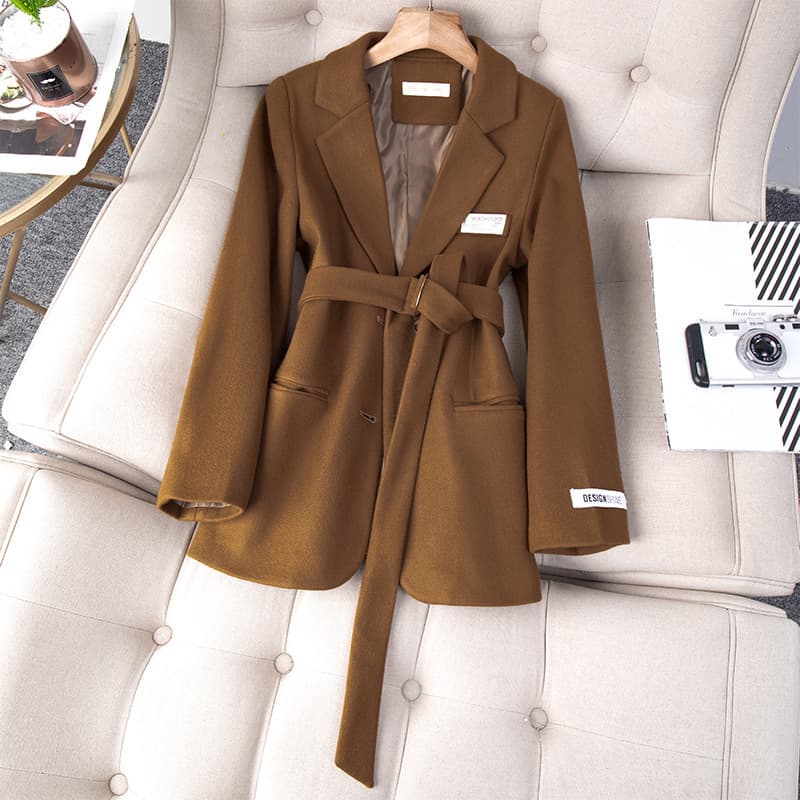 Women's Clothing coat suit jacket women autumn and winter new slim white suit women's top with belt