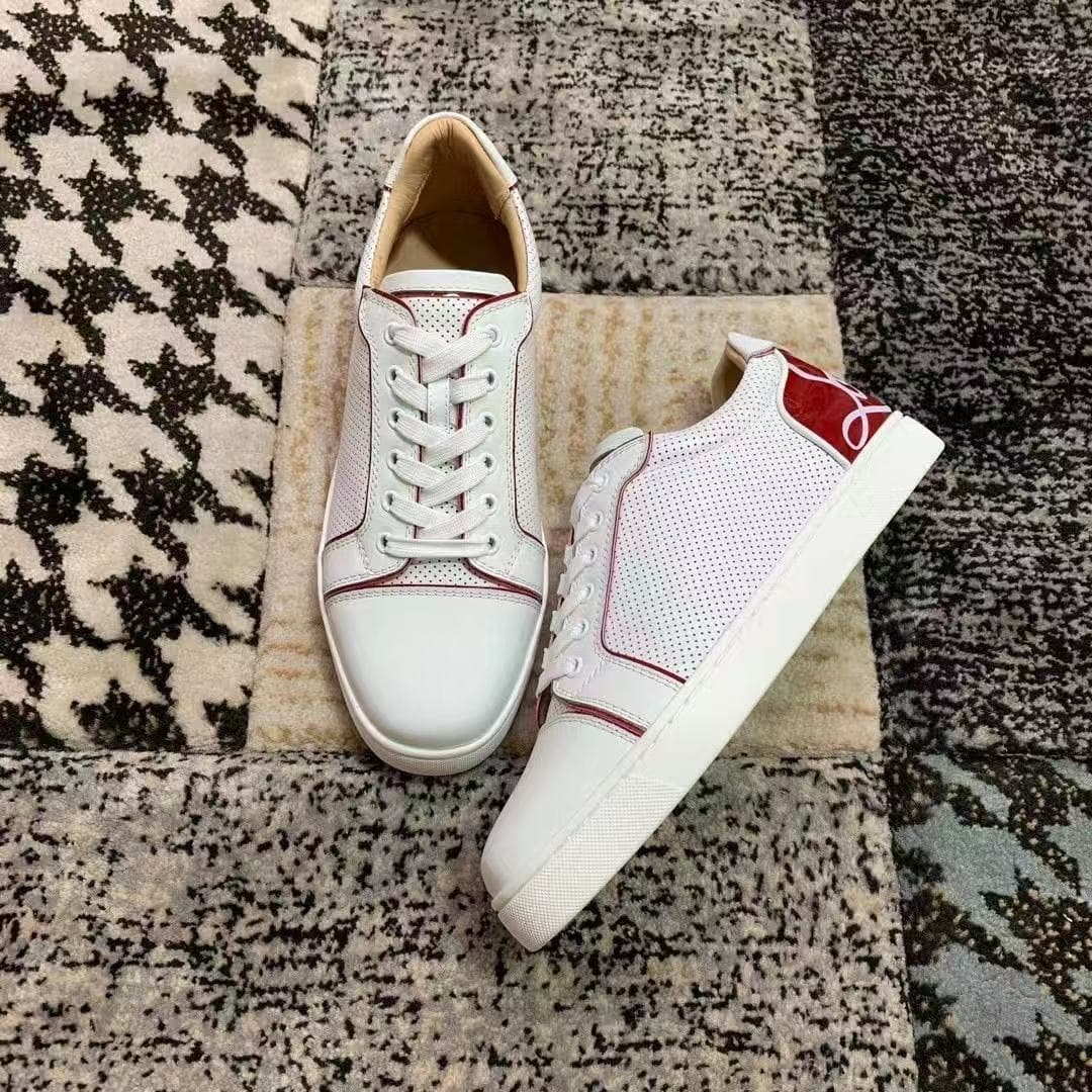 Nouvelles baskets en cuir de Guangzhou, lettres CL, semelle rouge, noires, printemps-automne, nouvelles chaussures tendance décontractées personnal