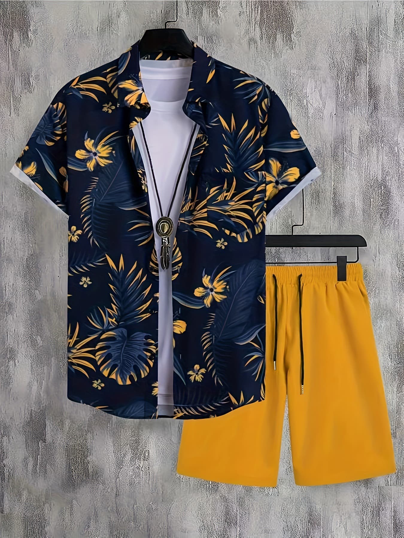 Men's Clothing Casual Suits Hawaiian Palm Tree Fashion Printed Suits