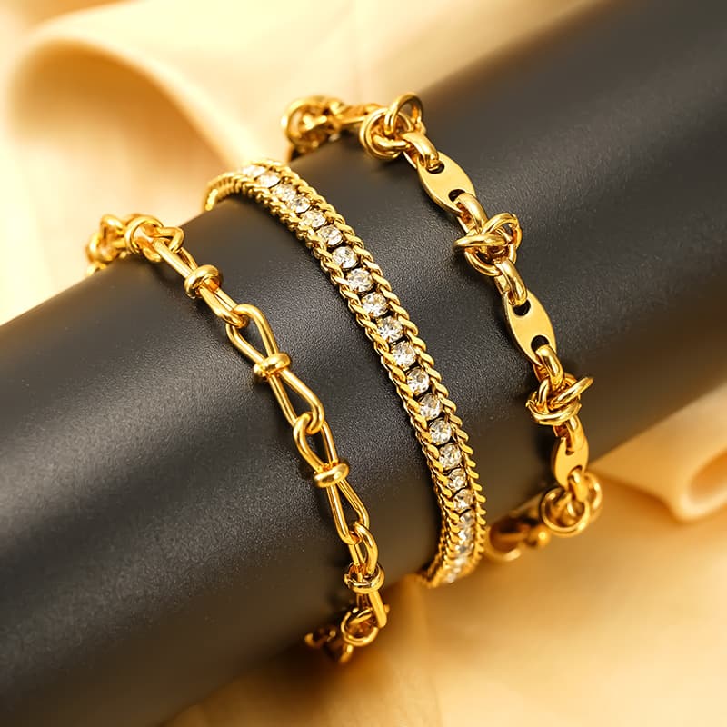 Women's Jewelry Personality Titanium Steel Electroplating K Color Preserving Bracelet Female Metal Fashionable Ins Oval Bracelet