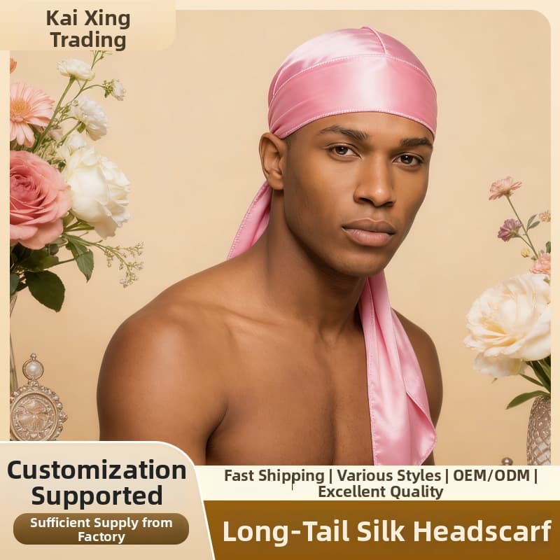 Monochrome Faux Silk Satin Pirate Hat Long Braid With Elastic Headband And Scarf Hot Selling Men's Hat