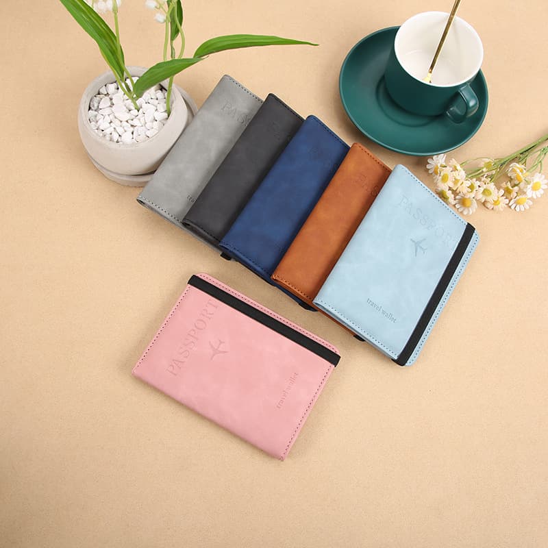 Women's RFID Blocking Travel Wallet - PU Leather Passport Holder & Card Organizer (Multi-Function Document Pouch)