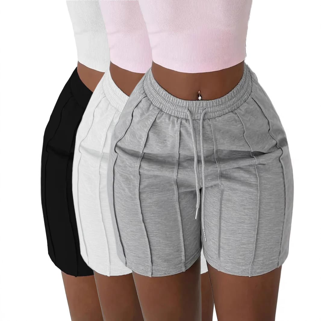 Women's Clothing Spring New Solid Color Casual Drawstring Shorts