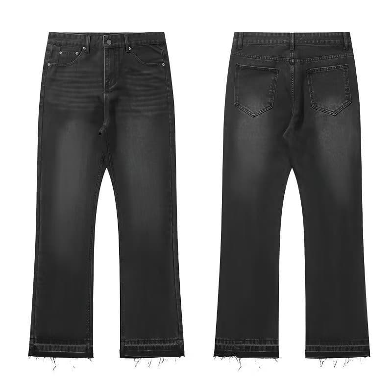 Men's Clothing 2026 Cross Border Supply: Cleanfit Black Fringed 507 Fit Jeans, Vintage Washed And Distressed Trousers.