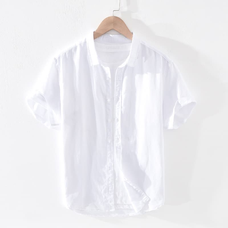 Men's Summer linen short-sleeved T-shirt men's Chinese style oose cotton and linen top clothes