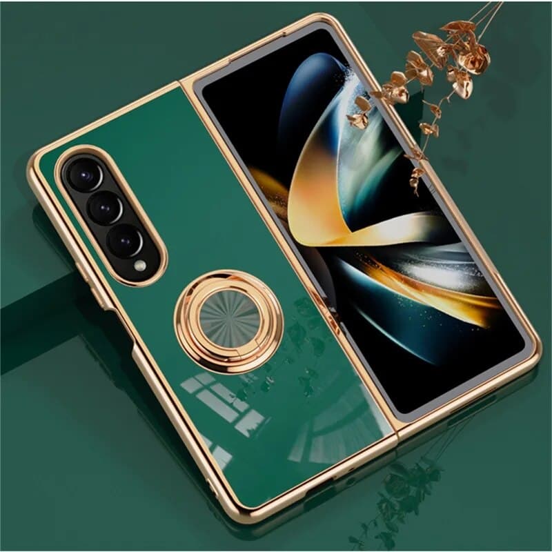 Plating Ring Case For Samsung Fold 4 5 Cover Galaxy Z Fold4 Fold5 Fundas Coque