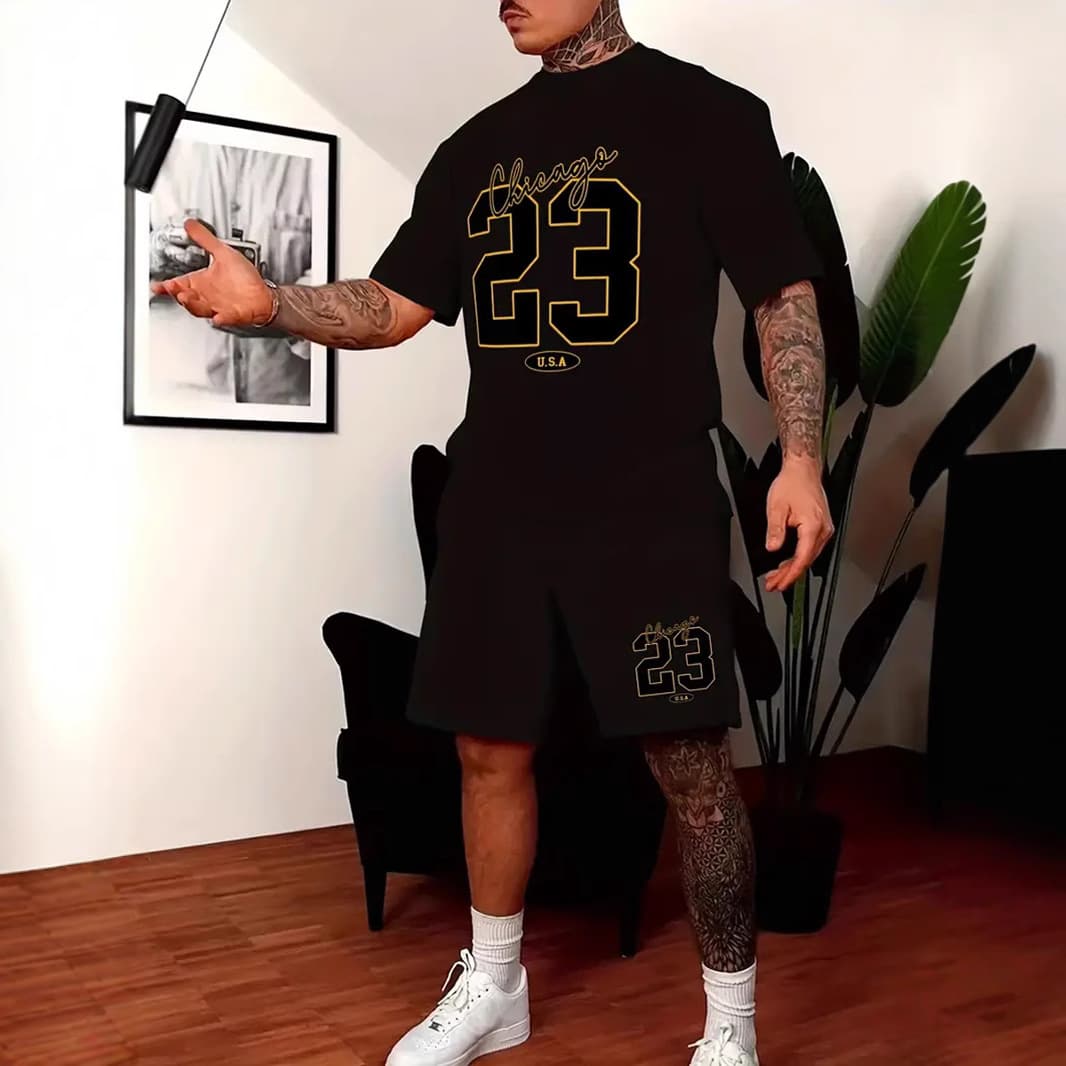 Men's Clothing Trend Sports Leisure Printed Short Sleeve Printed Polyester T shirt