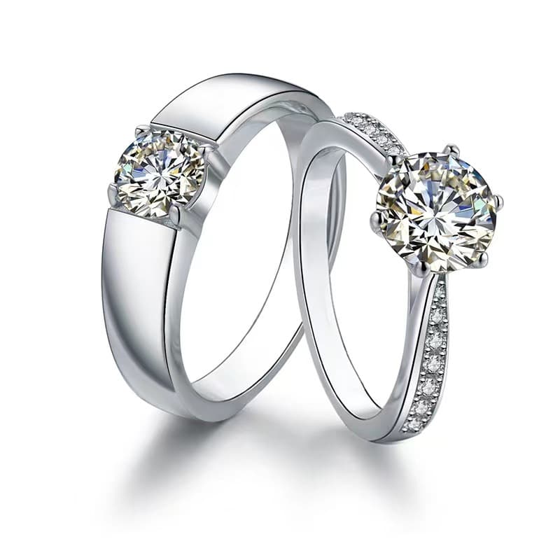 Thai Silver Moissanite Diamond Ring, Female Simulation, One Carat Open Cut Engraving, Fashionable Personality, Niche