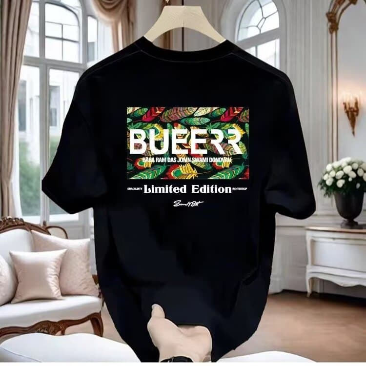 Men's Clothing Summer Thin Short-sleeved T-shirt Men's Bear Printed Pure Cotton Round Neck Ins Fashionable Casual Couple's Top Base Shirt