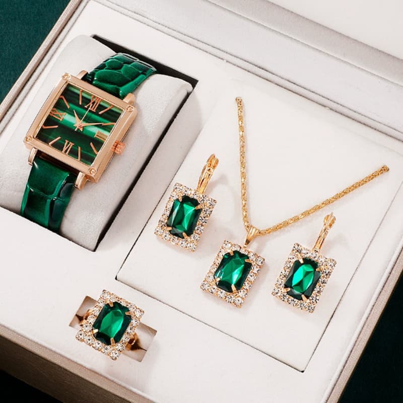 New Square Roman Watch Women's Gem Bracelet Set Belt Women's Watch Square Gem Bracelet Set Daily Commuter Casual Birthday Valentine's Day Gift
