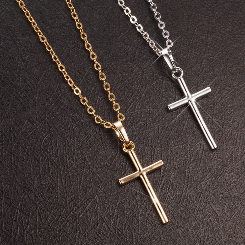 Fashion SimpleCross Chain Necklace Women Men Gold Sier Color Jewelry Pendant Necklaces Crucifix Christian Ornament Gifts