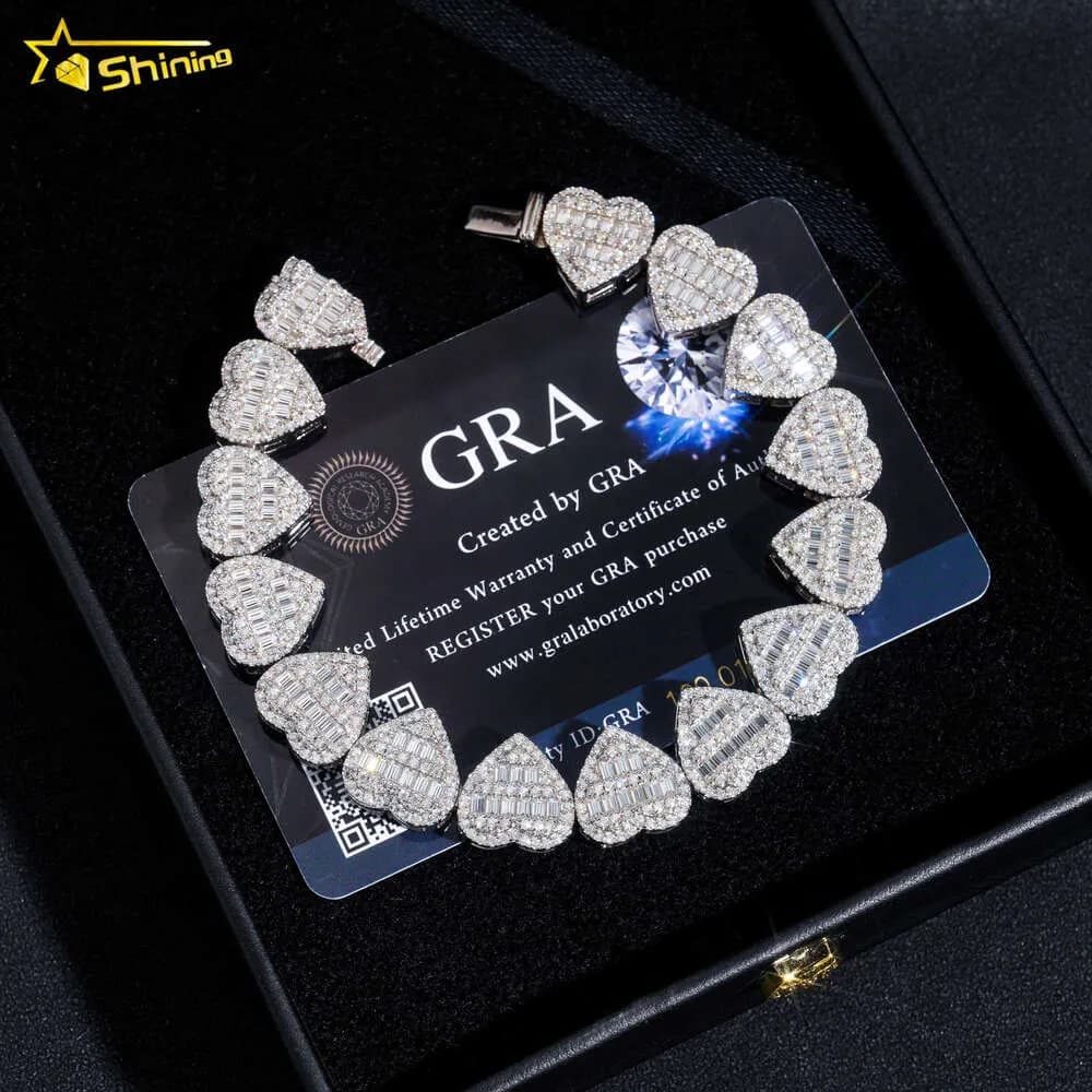 Factory Direct Sales Jewelry Sterling Sier with Vvs Moissanite Cuban Link Chain Hip Hop Cha