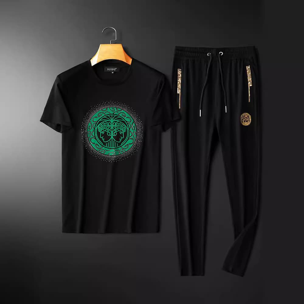 Men's Clothing Short Sleeved Trousers Suit Fashion Trend Ice Silk Modal T Shirt