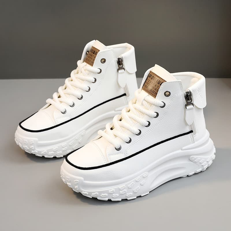 Women's high top shoes for women autumn new women's shoes round toe shoes thick soles increased casual sneakers street shooting ins