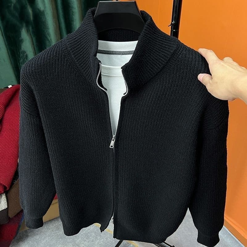 Year-End Clearance Cardigan Solid Color Zipper Sweater Versatile Knitwear Autumn Winter Hot-Selling Slim Fit Jacket Men