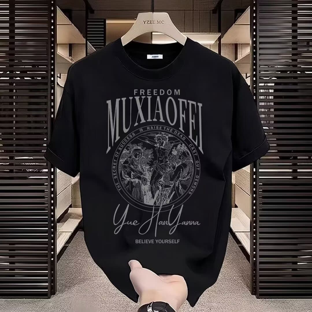 Men's Clothing Summer heavyweight pure cotton handsome youth short sleeved T shirt for men and women trendy street loose tops all match ins