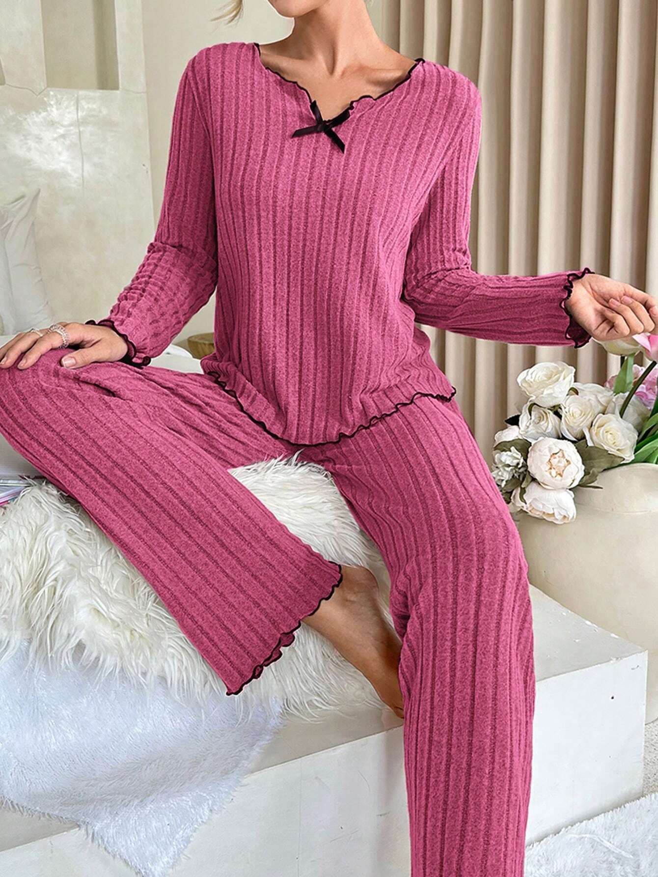 Pyjama pour femme, nouveau modèle, noir, à rayures, idéal pour la maison