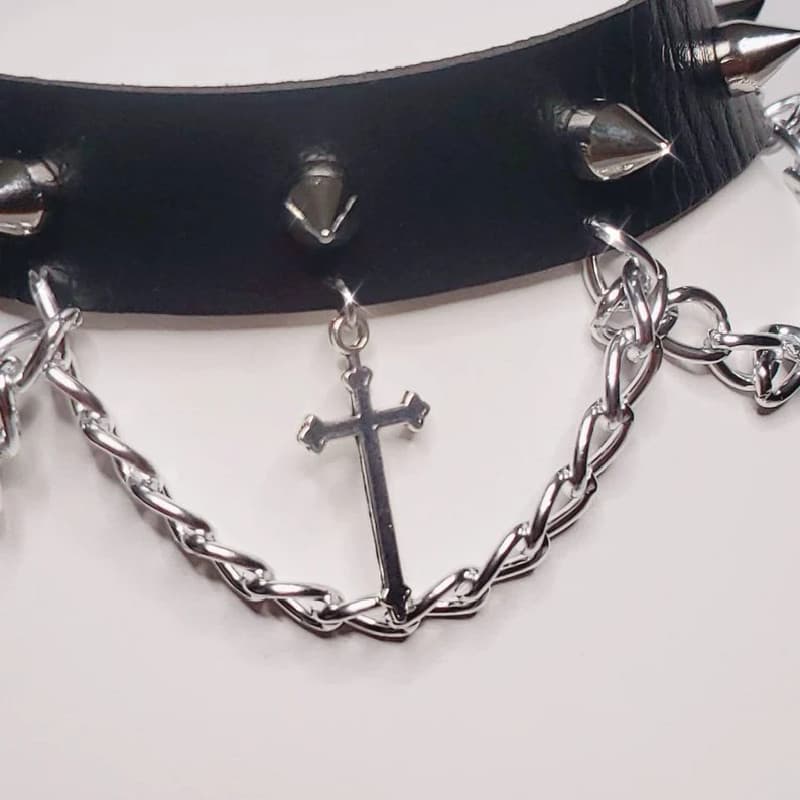 2025 New Arrivals Goth Punk Choker Sier Color Cross with Gorgeous Alternative Gothic Jewellery Necklace Wide Statement Women Gift Haruku
