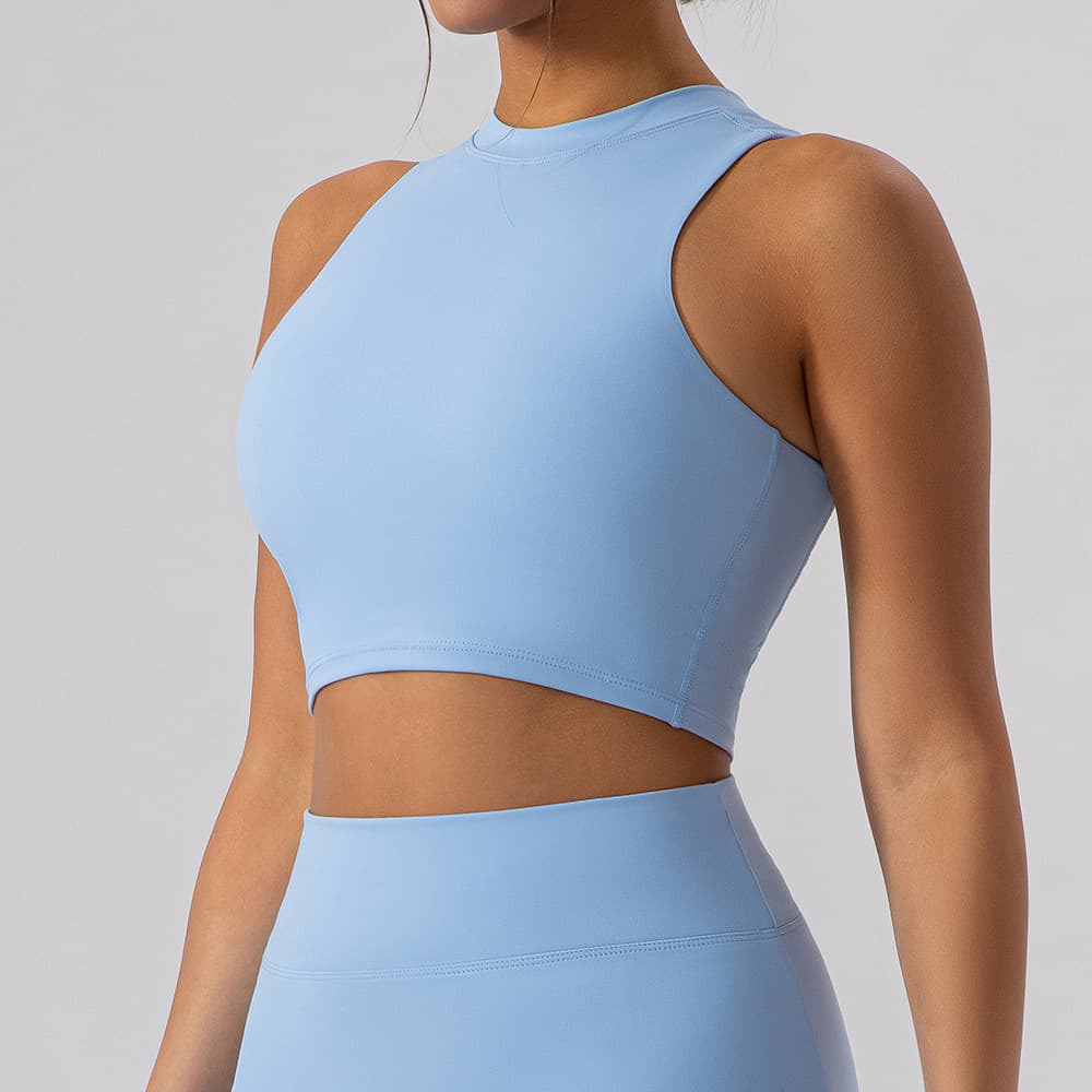 Women's Clothing Beautiful Back Half Turtleneck Breathable Yoga Suit Women's Outdoor Running Fitness Sports Vest Outer Wear Close Fitting Dance Top