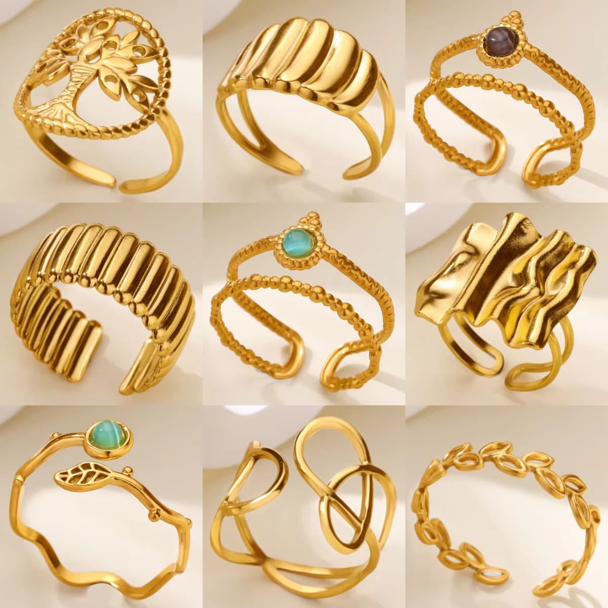 Vintage Ethnic Bohemian Beach Hollow Geometric Ladies Ring Stylish Simple Versatile Ins Ring Birthday Anniversary Valentine's Day Gift
