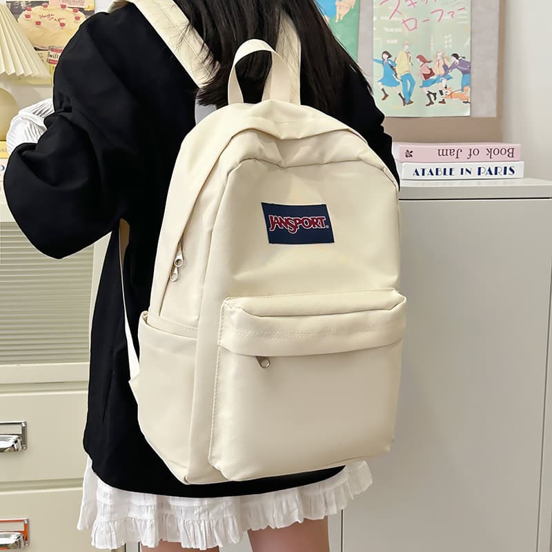 Cross-border Middle School And College Student Backpack, Solid Color, Simple, Lightweight, Casual, Versatile,