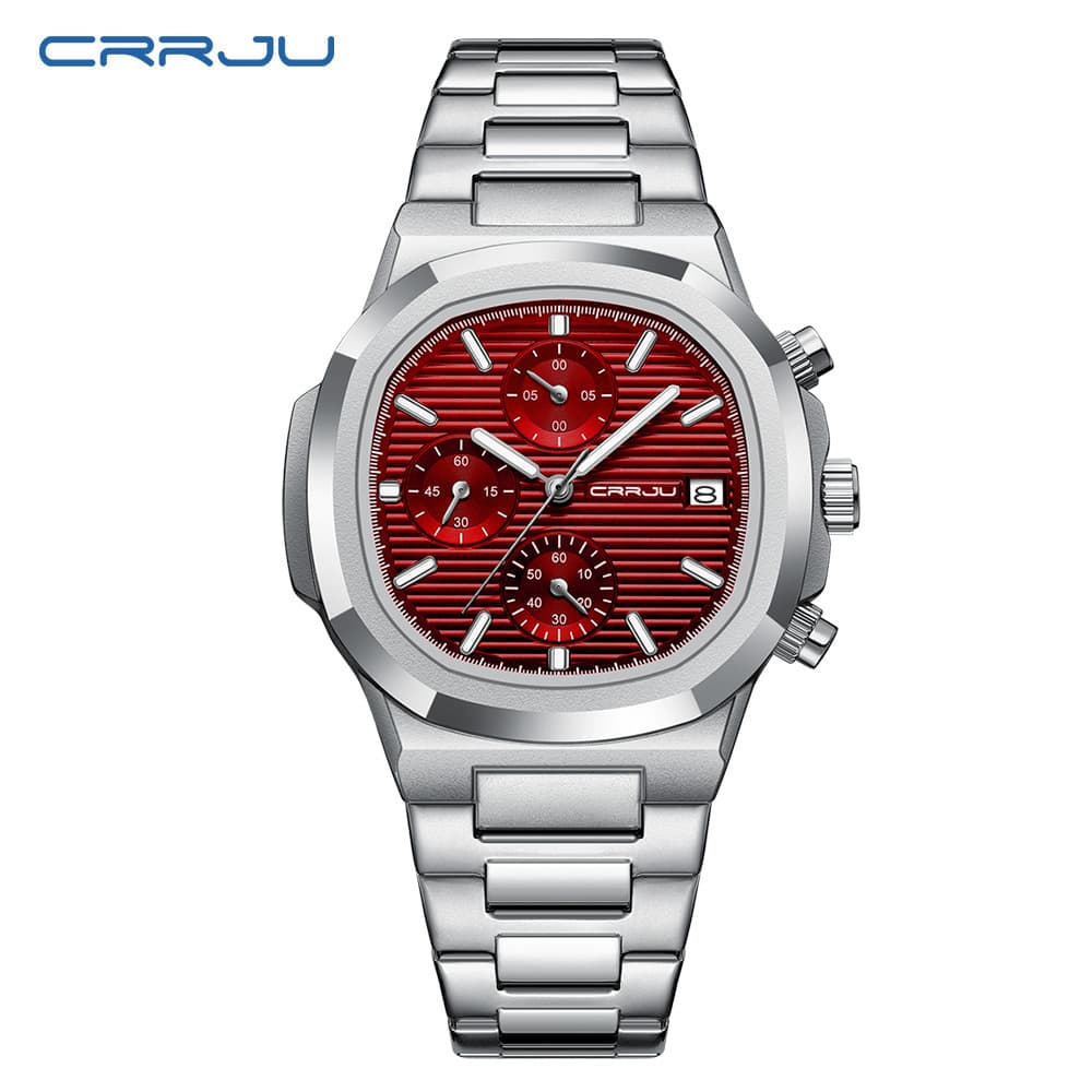 Montre à quartz carrée élégante pour femme avec affichage de la date, étanche, multifonction, design à six aiguilles, boîtier et bracelet en alliage. Montre à six broches.
