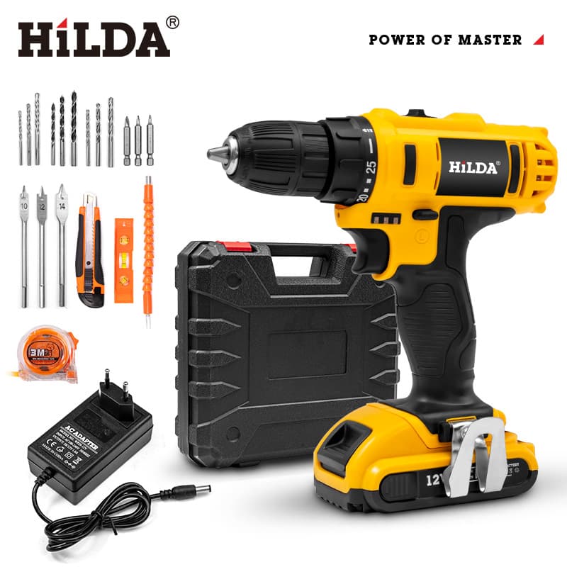 HiLDA Cordless Drill Driver & Electric Screwdriver Kit With Lithium Battery - 15 Models