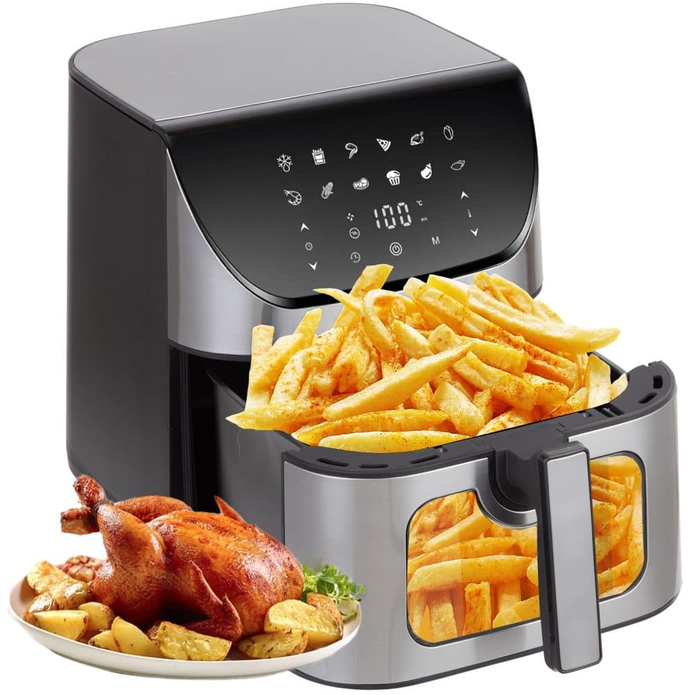 Heißluftfritteuse 8.5L Heissluftfritteuse Mit LED-Display, Airfryer–1800 W, Sichtfenster & 12 Kochprogrammen, 80 - 200 °C Fritteuse, XXL