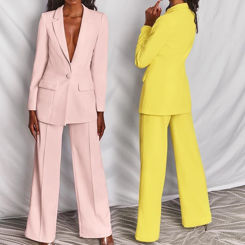 Spring And Autumn New European And American Fashion Lapel Slim Cardigan Temperament Suit Jacket Women's Suit Set