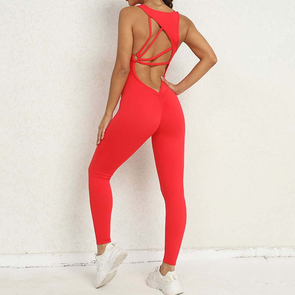 Women's fashion sleeveless fitness wear Running sportswear stretch tight jumpsuit