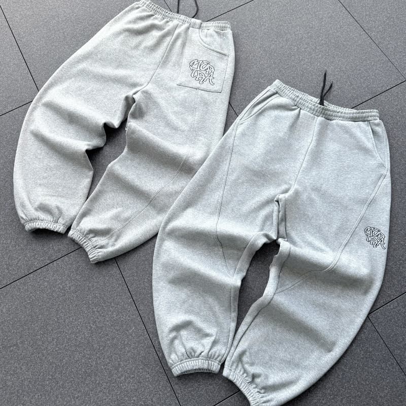 Unisex High-Street Embroidered Joggers - Y2K Hip-Hop Style Loose Fit Casual Trousers With Tapered Cuff, Breathable Polyester, Grey (S-XXL