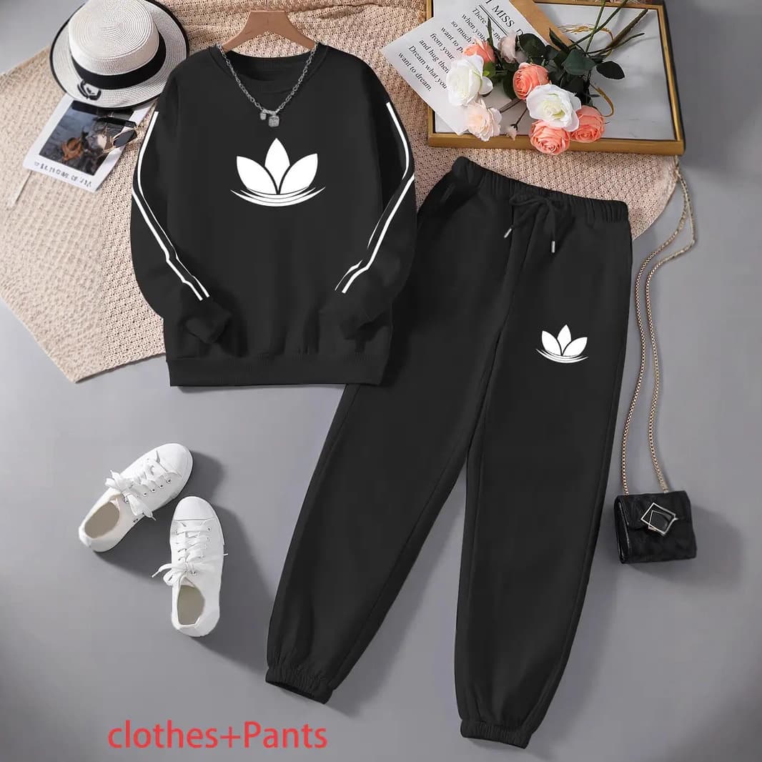Women's Casual Tracksuit Set - Long Sleeve Loose Fit Running Outfit, Color Block Design, White/Black, S-Xxl